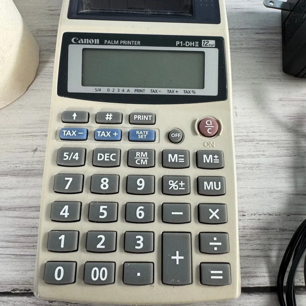 Canon P1-DII Palm Printer Calculator 12 Digit Beige Portable Printing Vintage
